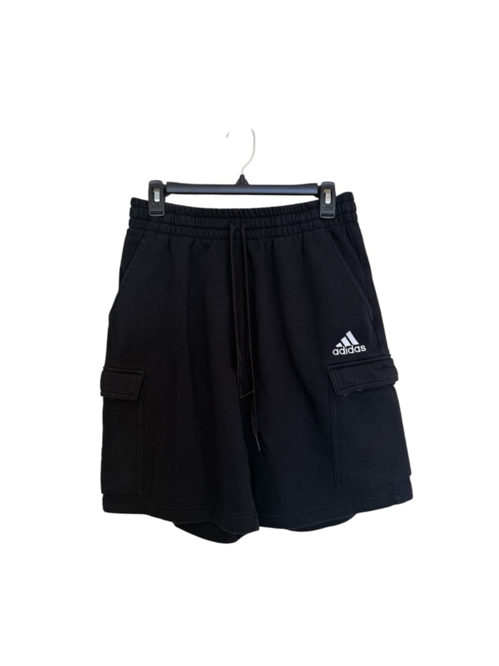 adidas Black Cargo Drawstring Shorts with Logo